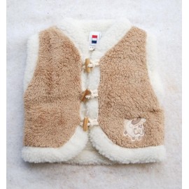 Gilet Sans Manche Polaire Bebe Papylou Gibe Curly Double Mouton Camel Breizh Rider