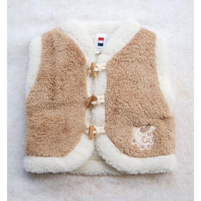 Sleeveless Vest Baby Papylou Gibe Curly Double Sheep Camel Breizh Rider