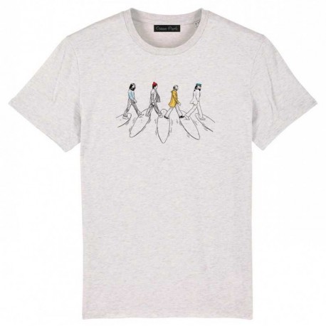 Tee Shirt Homme OCEAN PARK Surf Road Blanc Cassé Chiné