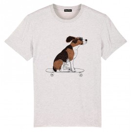 Tee Shirt Homme OCEAN PARK Skate Dog Blanc Cassé Chiné