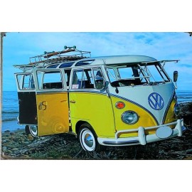 Plaque Metal Yellow Camper