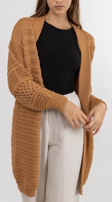 Women s RHYTHM Chunky Cardigan Caramel Breizh Rider