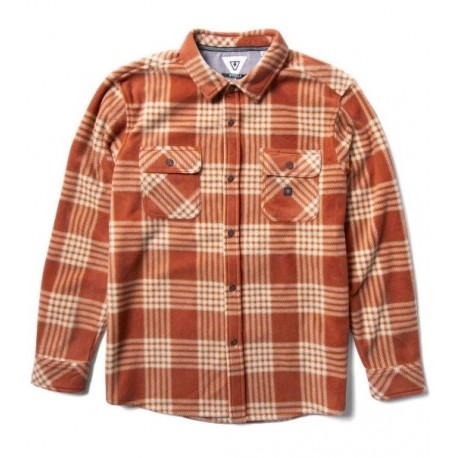 Men's Fleece Shirt VISSLA Eco Zy Polar Flannel Barn Red - Breizh Rider