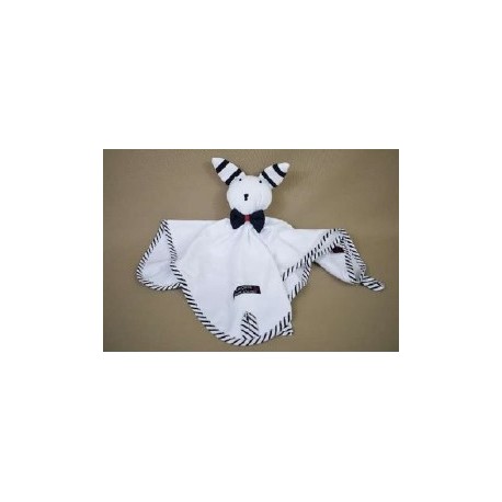 White and Navy Papylou Rabbit Doudou