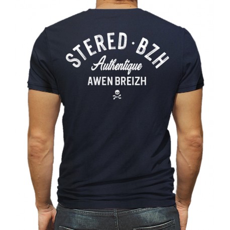 Tee Shirt Homme Stered BZH Authentique Marine