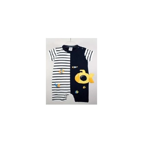 Baby Playsuit Papylou Marsilly White and Navy