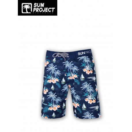 Men's Long Boardshorts SUN PROJECT Tropical Navy