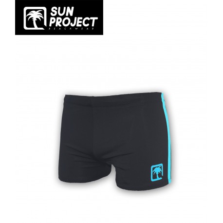 SUN PROJECT Children's Swim Boxer Shorts Black Blue Stripe