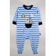 Pyjama Velours Bébé Papylou Bandol Blanc Rayé Azur