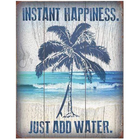 Hapiness Blue Palm Tree Metal Plate