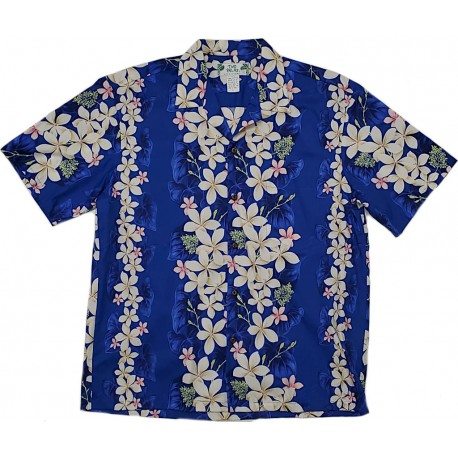 Hawaiian Shirt TWO PALMS Vintage Plumeria Navy