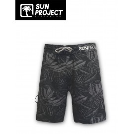 Men's Long Boardshorts SUN PROJECT Jungle Black