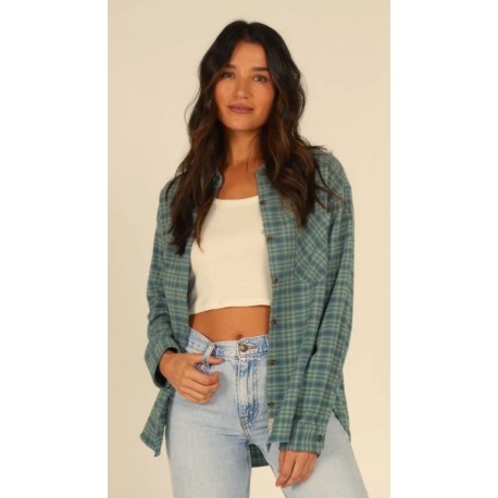 Women's Shirt Flannel Salty Crew Shore Break Sage