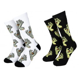 Pack of Two pair of Santa Cruz Multi Hand Socks White/Stone Grey Black/Matcha