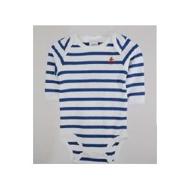 Long Sleeve Baby Bodysuit Papylou Striped White and Bugatti