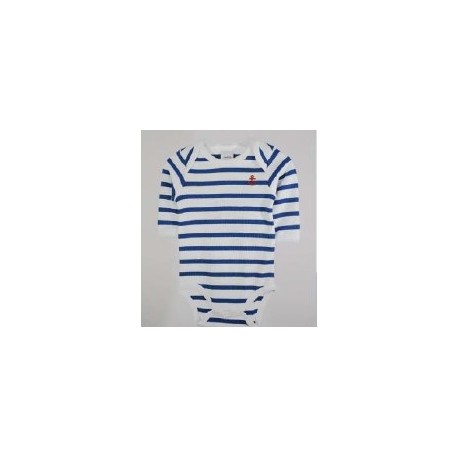 Long Sleeve Baby Bodysuit Papylou Striped White and Bugatti