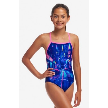 Junior 1 Piece Swimsuit FUNKITA Strapped Cyber ​​City