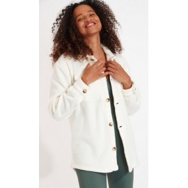 Women's Long Fleece Overshirt BANANA MOON Mael snowbowl Ecru