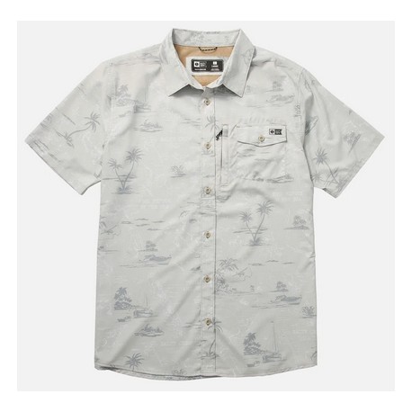 Men's Shirt Salty Crew Seafarer Tech Woven Light Grey