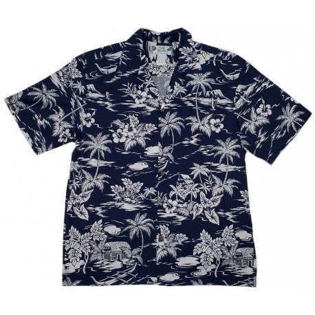 Chemise Hawaïenne Two Palms Love Shack Navy