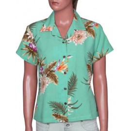 Chemise Hawaiienne Femme Two Palms Vahine Ceres Green