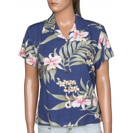 Chemise Hawaiienne Femme Two Palms Vahine Orchid Blue