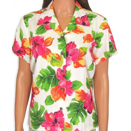 Two Palms Vahine Water Color Hibicus Women’s Hawaiian Shirt