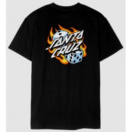 Santa Cruz Flaming Dice Dot Tee Shirt Black